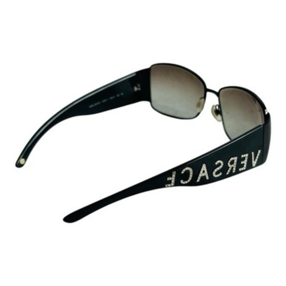 Versace Black Rhinestone Logo Sunglasses Bling Rare Designer Glasses Shades +Box main image 4